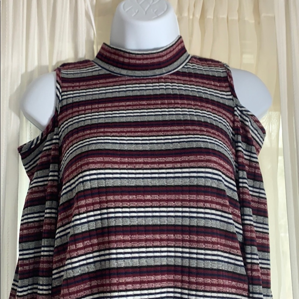 Pink Rose Cold Shoulder Long Sleeved Top